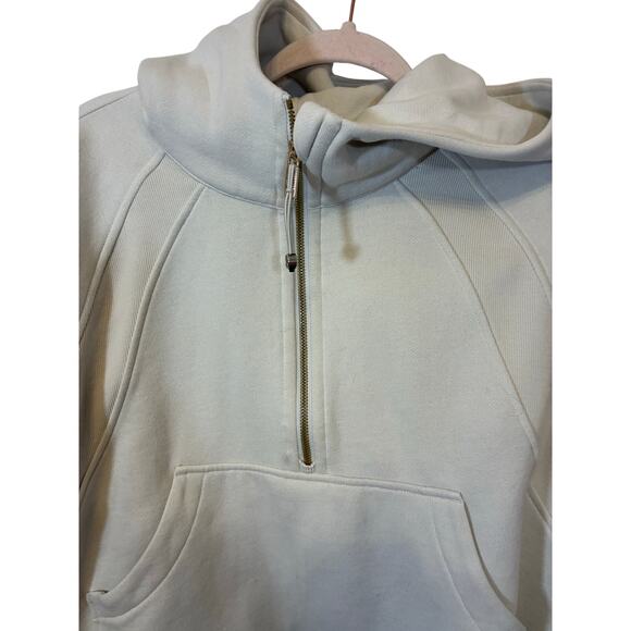 Lululemon Scuba Half-Zip Hoodie White Gold Logo EUC M/L Women's Activewear Gorp - Picture 3 of 8